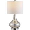 SAFAVIEH Lighting Collection – Brooks Modern Clear Glass 24-Inch Table Lamp, LED Bulb Included, Bedroom Living Room Home Office Nightstand Desk (TBL4254C)(Silver)