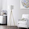 SAFAVIEH Lighting Collection – Enrica Brass Gold Tripod Leg 66-Inch Floor Lamp, Contemporary Sculptural Design (FLL4008A)