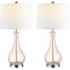 SAFAVIEH Lighting Collection – Finnley Modern Amber Crackle Glass 28-Inch Table Lamp, LED Bulb Included, Bedroom Living Room Home Office Nightstand Desk (TBL4206B)(Blush)