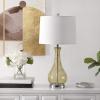 SAFAVIEH Lighting Collection – Finnley Modern Amber Crackle Glass 28-Inch Table Lamp, LED Bulb Included, Bedroom Living Room Home Office Nightstand Desk (TBL4206B)(Amber)