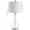 SAFAVIEH Lighting Collection – Finnley Modern Amber Crackle Glass 28-Inch Table Lamp, LED Bulb Included, Bedroom Living Room Home Office Nightstand Desk (TBL4206B)(Clear/Chrome)