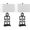 SAFAVIEH Lighting Collection – Greek Key Table Lamp Set of 2 – Antique Gold Metal Base with White Fabric Shade, LED Bulbs Included, 29-Inch Bedroom Living Room Desk Lamps (LIT4305A-SET2)(Oil Rub Bronze – Set of 2)