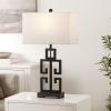 SAFAVIEH Lighting Collection – Greek Key Table Lamp Set of 2 – Antique Gold Metal Base with White Fabric Shade, LED Bulbs Included, 29-Inch Bedroom Living Room Desk Lamps (LIT4305A-SET2)(Oil Rub Bronze – Set of 2)