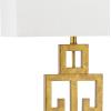 SAFAVIEH Lighting Collection – Greek Key Table Lamp Set of 2 – Antique Gold Metal Base with White Fabric Shade, LED Bulbs Included, 29-Inch Bedroom Living Room Desk Lamps (LIT4305A-SET2)(Antique Gold – Set of 2)