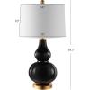 SAFAVIEH Lighting Collection – Karlen Set of 2 Black & Gold Leaf Double Gourd Glass Table Lamps, Modern Contemporary Design, LED Bulbs Included (TBL4223B-SET2)(Black/Gold – Set of 2)