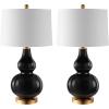 SAFAVIEH Lighting Collection – Karlen Set of 2 Black & Gold Leaf Double Gourd Glass Table Lamps, Modern Contemporary Design, LED Bulbs Included (TBL4223B-SET2)(Black/Gold – Set of 2)