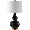 SAFAVIEH Lighting Collection – Karlen Set of 2 Black & Gold Leaf Double Gourd Glass Table Lamps, Modern Contemporary Design, LED Bulbs Included (TBL4223B-SET2)(Black/Gold – Set of 2)