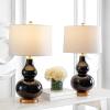 SAFAVIEH Lighting Collection – Karlen Set of 2 Black & Gold Leaf Double Gourd Glass Table Lamps, Modern Contemporary Design, LED Bulbs Included (TBL4223B-SET2)(Black/Gold – Set of 2)