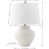 SAFAVIEH Lighting Collection – Ledger Rustic Farmhouse Light Grey Ceramic Table Lamp with White Drum Shade, 23-Inch Bedroom or Living Room Lamp, LED Bulb Included (TBL4352A)(Bone)