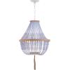 SAFAVIEH Lighting Collection – Lush Kristi Cream Beaded Boho Farmhouse 3-Light Pendant Chandelier with Tassel, Adjustable Hanging Ceiling Light (LIT4477B)(Blue)