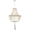 SAFAVIEH Lighting Collection – Lush Kristi Cream Beaded Boho Farmhouse 3-Light Pendant Chandelier with Tassel, Adjustable Hanging Ceiling Light (LIT4477B)(Cream)
