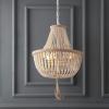 SAFAVIEH Lighting Collection – Lush Kristi Cream Beaded Boho Farmhouse 3-Light Pendant Chandelier with Tassel, Adjustable Hanging Ceiling Light (LIT4477B)(Cream)