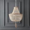 SAFAVIEH Lighting Collection – Lush Kristi Cream Beaded Boho Farmhouse 3-Light Pendant Chandelier with Tassel, Adjustable Hanging Ceiling Light (LIT4477B)(Cream)