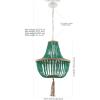 SAFAVIEH Lighting Collection – Lush Kristi Cream Beaded Boho Farmhouse 3-Light Pendant Chandelier with Tassel, Adjustable Hanging Ceiling Light (LIT4477B)(Green)