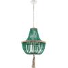 SAFAVIEH Lighting Collection – Lush Kristi Cream Beaded Boho Farmhouse 3-Light Pendant Chandelier with Tassel, Adjustable Hanging Ceiling Light (LIT4477B)(Green)
