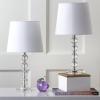SAFAVIEH Lighting Collection – Nola Set of 2 Modern Glam Stacked Crystal Ball 16-Inch Table Lamps, LED Bulbs Included, Bedroom Living Room Home Office (LIT4123C-SET2)(Clear/White – Set of 2)