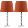 SAFAVIEH Lighting Collection – Nola Set of 2 Modern Glam Stacked Crystal Ball 16-Inch Table Lamps, LED Bulbs Included, Bedroom Living Room Home Office (LIT4123C-SET2)(Clear/Orange – Set of 2)