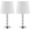 SAFAVIEH Lighting Collection – Nola Set of 2 Modern Glam Stacked Crystal Ball 16-Inch Table Lamps, LED Bulbs Included, Bedroom Living Room Home Office (LIT4123C-SET2)(Clear/Chrome – with USB)