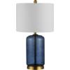 SAFAVIEH Lighting Collection – Novah Modern Blue Glass 26-Inch Table Lamp, LED Bulb Included, Bedroom Living Room Home Office Nightstand Desk (TBL4283B)(Blue)