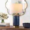 SAFAVIEH Lighting Collection – Novah Modern Blue Glass 26-Inch Table Lamp, LED Bulb Included, Bedroom Living Room Home Office Nightstand Desk (TBL4283B)(Blue)