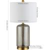 SAFAVIEH Lighting Collection – Novah Modern Blue Glass 26-Inch Table Lamp, LED Bulb Included, Bedroom Living Room Home Office Nightstand Desk (TBL4283B)(Silver)