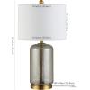 SAFAVIEH Lighting Collection – Novah Modern Blue Glass 26-Inch Table Lamp, LED Bulb Included, Bedroom Living Room Home Office Nightstand Desk (TBL4283B)(Silver)