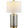 SAFAVIEH Lighting Collection – Novah Modern Blue Glass 26-Inch Table Lamp, LED Bulb Included, Bedroom Living Room Home Office Nightstand Desk (TBL4283B)(Silver)