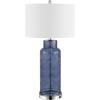 SAFAVIEH Lighting Collection – Set of 2 Glass Bottle Blue 30-Inch Table Lamps, LED Bulbs Included, Coastal Bedroom Living Room Home Office (LIT4157C-SET2)(Blue – Set of 2)