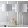 SAFAVIEH Lighting Collection – Set of 2 Glass Bottle Blue 30-Inch Table Lamps, LED Bulbs Included, Coastal Bedroom Living Room Home Office (LIT4157C-SET2)(Clear – Set of 2)