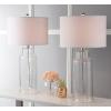 SAFAVIEH Lighting Collection – Set of 2 Glass Bottle Blue 30-Inch Table Lamps, LED Bulbs Included, Coastal Bedroom Living Room Home Office (LIT4157C-SET2)(Clear – Set of 2)