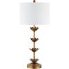 SAFAVIEH Lighting Collection – Set of 2 Lani Antique Gold Leaf 32-Inch Table Lamps, White Drum Shade, LED Bulbs Included, Bedroom Living Room Home Office (TBL4016A-SET2)(Antiqued Gold /White Linen Shade)