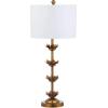 SAFAVIEH Lighting Collection – Set of 2 Lani Antique Gold Leaf 32-Inch Table Lamps, White Drum Shade, LED Bulbs Included, Bedroom Living Room Home Office (TBL4016A-SET2)(Antique Gold)