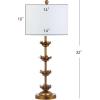 SAFAVIEH Lighting Collection – Set of 2 Lani Antique Gold Leaf 32-Inch Table Lamps, White Drum Shade, LED Bulbs Included, Bedroom Living Room Home Office (TBL4016A-SET2)(Antique Gold)