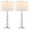 SAFAVIEH Lighting Collection – Set of 2 Liam Stacked Crystal Ball 29-Inch Table Lamps, LED Bulbs Included, Bedroom Living Room Home Office (LIT4112A-SET2)(Clear/Chrome)