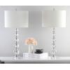 SAFAVIEH Lighting Collection – Set of 2 Liam Stacked Crystal Ball 29-Inch Table Lamps, LED Bulbs Included, Bedroom Living Room Home Office (LIT4112A-SET2)(Clear/White)