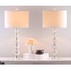 SAFAVIEH Lighting Collection – Set of 2 Liam Stacked Crystal Ball 29-Inch Table Lamps, LED Bulbs Included, Bedroom Living Room Home Office (LIT4112A-SET2)(Clear/White)