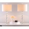 SAFAVIEH Lighting Collection – Set of 2 Liam Stacked Crystal Ball 29-Inch Table Lamps, LED Bulbs Included, Bedroom Living Room Home Office (LIT4112A-SET2)(Clear/White)