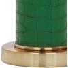 SAFAVIEH Lighting Collection – Set of 2 Ollie Modern Contemporary Cream Faux Woven Leather 32-Inch Table Lamps, LED Bulbs Included, Bedroom Living Room Home Office (LIT4404L-SET2)(Dark Green Faux Alligator – Set of 2)