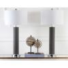 SAFAVIEH Lighting Collection – Set of 2 Ollie Modern Contemporary Cream Faux Woven Leather 32-Inch Table Lamps, LED Bulbs Included, Bedroom Living Room Home Office (LIT4404L-SET2)(Grey Faux Snakeskin – Set of 2)