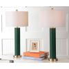 SAFAVIEH Lighting Collection – Set of 2 Ollie Modern Contemporary Cream Faux Woven Leather 32-Inch Table Lamps, LED Bulbs Included, Bedroom Living Room Home Office (LIT4404L-SET2)(Dark Green Woven – Set of 2)