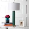 SAFAVIEH Lighting Collection – Set of 2 Ollie Modern Contemporary Cream Faux Woven Leather 32-Inch Table Lamps, LED Bulbs Included, Bedroom Living Room Home Office (LIT4404L-SET2)(Dark Green Woven – Set of 2)
