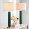 SAFAVIEH Lighting Collection – Set of 2 Ollie Modern Contemporary Cream Faux Woven Leather 32-Inch Table Lamps, LED Bulbs Included, Bedroom Living Room Home Office (LIT4404L-SET2)(Dark Green Faux Alligator – Set of 2)