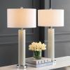 SAFAVIEH Lighting Collection – Set of 2 Ollie Modern Contemporary Cream Faux Woven Leather 32-Inch Table Lamps, LED Bulbs Included, Bedroom Living Room Home Office (LIT4404L-SET2)(Cream Faux Snakeskin – Set of 2)