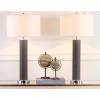 SAFAVIEH Lighting Collection – Set of 2 Ollie Modern Contemporary Cream Faux Woven Leather 32-Inch Table Lamps, LED Bulbs Included, Bedroom Living Room Home Office (LIT4404L-SET2)(Grey Faux Snakeskin – Set of 2)