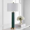 SAFAVIEH Lighting Collection – Set of 2 Ollie Modern Contemporary Cream Faux Woven Leather 32-Inch Table Lamps, LED Bulbs Included, Bedroom Living Room Home Office (LIT4404L-SET2)(Dark Green Faux Alligator – Set of 2)