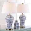SAFAVIEH Lighting Collection – Spring Blossom Set of 2 Blue & White Floral Chinoiserie Table Lamps, 29-Inch Ceramic Lamps for Bedroom, Living Room, Home Office (LIT4170B-SET2)(Multi – Set of 2)