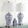 SAFAVIEH Lighting Collection – Spring Blossom Set of 2 Blue & White Floral Chinoiserie Table Lamps, 29-Inch Ceramic Lamps for Bedroom, Living Room, Home Office (LIT4170B-SET2)(Multi – Set of 2)