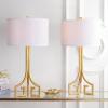 SAFAVIEH Lighting Collection Arabelle Modern Contemporary Greek Key Gold 28-inch Bedroom Living Room Home Office Desk Nightstand Table Lamp Set of 2 (LED Bulbs Included)