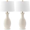 SAFAVIEH Lighting Collection Bentlee Rustic Grey 30-inch Bedroom Living Room Home Office Desk Nightstand Table Lamp Set of 2 (LED Bulbs Included)(Bone)