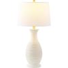 SAFAVIEH Lighting Collection Bentlee Rustic Grey 30-inch Bedroom Living Room Home Office Desk Nightstand Table Lamp Set of 2 (LED Bulbs Included)(Bone)